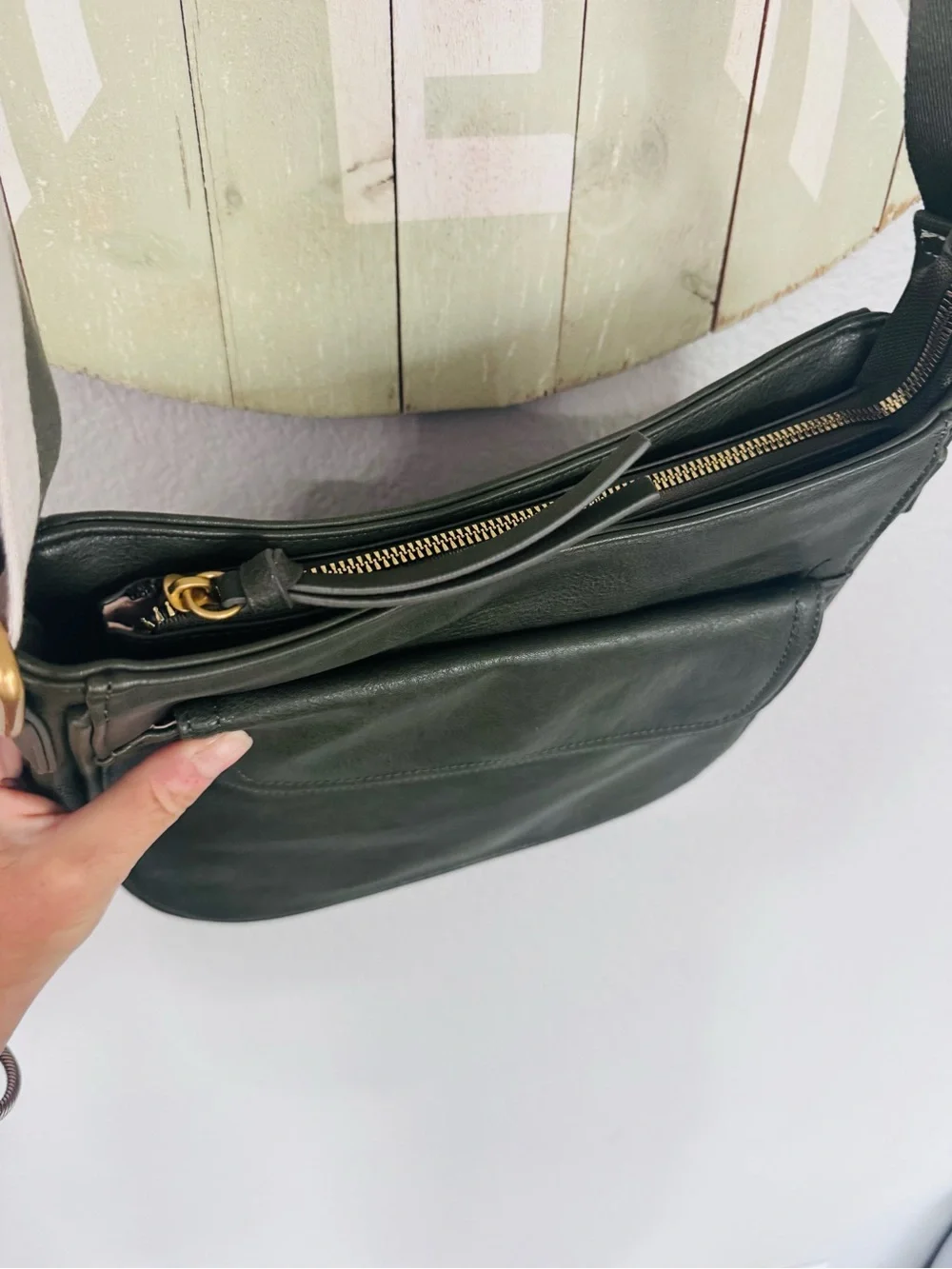 sonoma green crossbody faux leather hobo bag